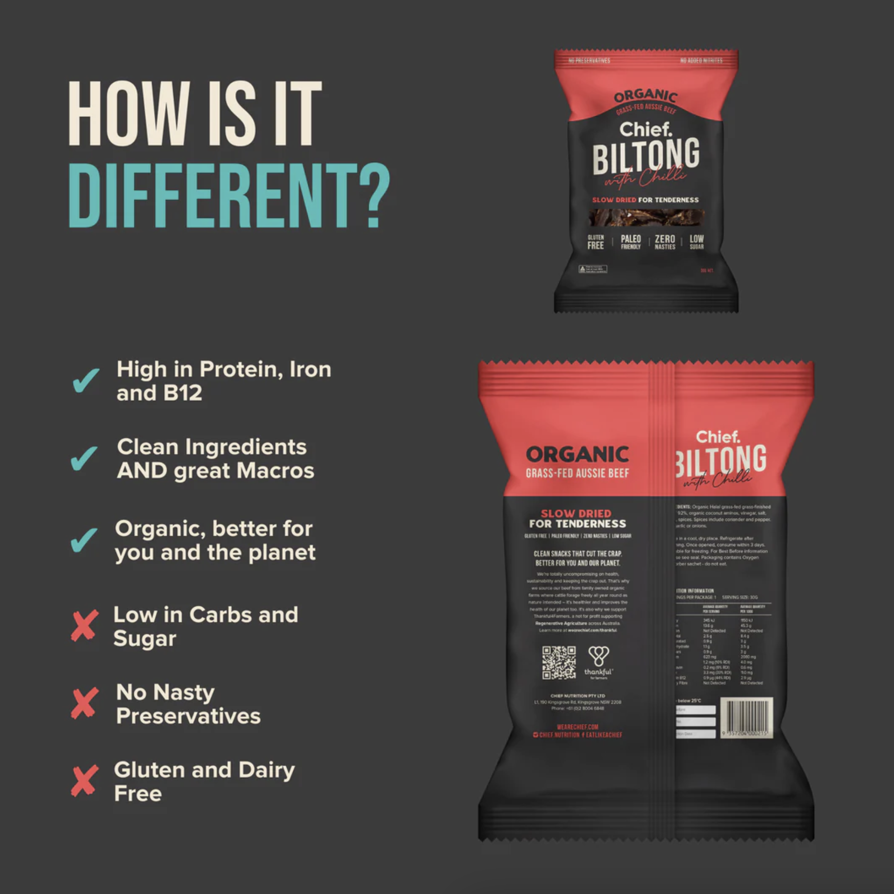 Beef & Chili Biltong 30g - Chief